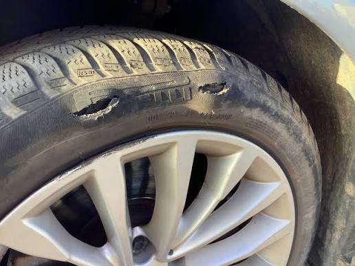 Pothole tyre damage